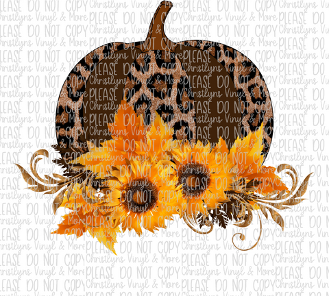 Leopard Fall Floral Pumpkin Halloween Sublimation Transfer
