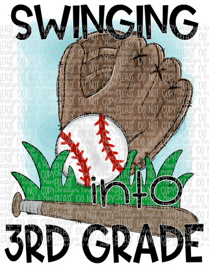 Swinging Into School Grades Baseball Sublimation Transfers