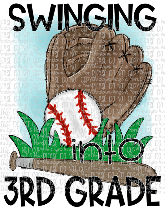 Swinging Into School Grades Baseball Sublimation Transfers