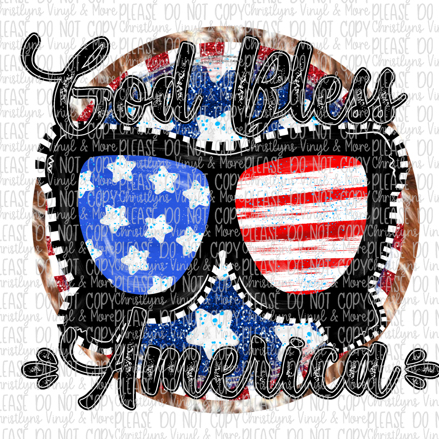 God Bless America Shades July 4th Sublimation Transfer