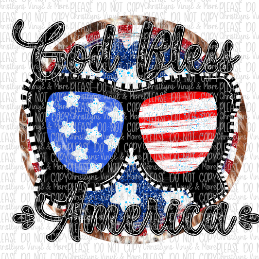 God Bless America Shades July 4th Sublimation Transfer