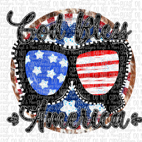 God Bless America Shades July 4th Sublimation Transfer