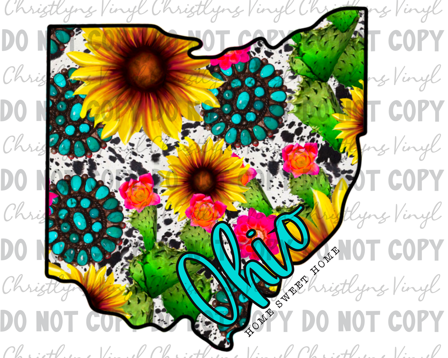 Name Turquoise Sunflower States Sublimation Transfer