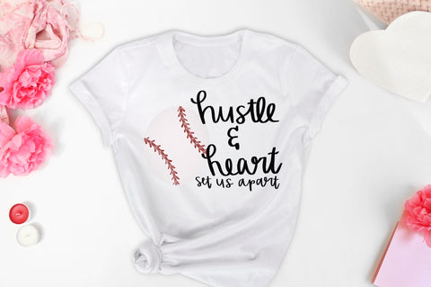 Baseball Hustle and Heart Bleached Or Solid Tee