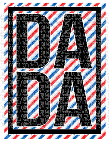Dada Mini Horizontal Lines USA Matching Tees or Sublimation Transfer