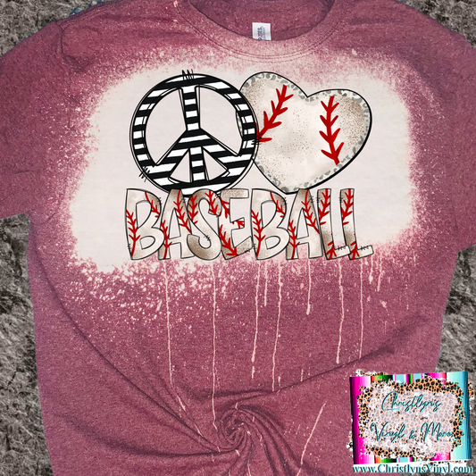 Peace Love Baseball or Softball Sublimation Transfer or Shirt