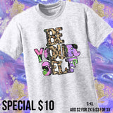 Be Yourself Purple Leopard White, Ash Grey Tee or Sublimation Transfer Only