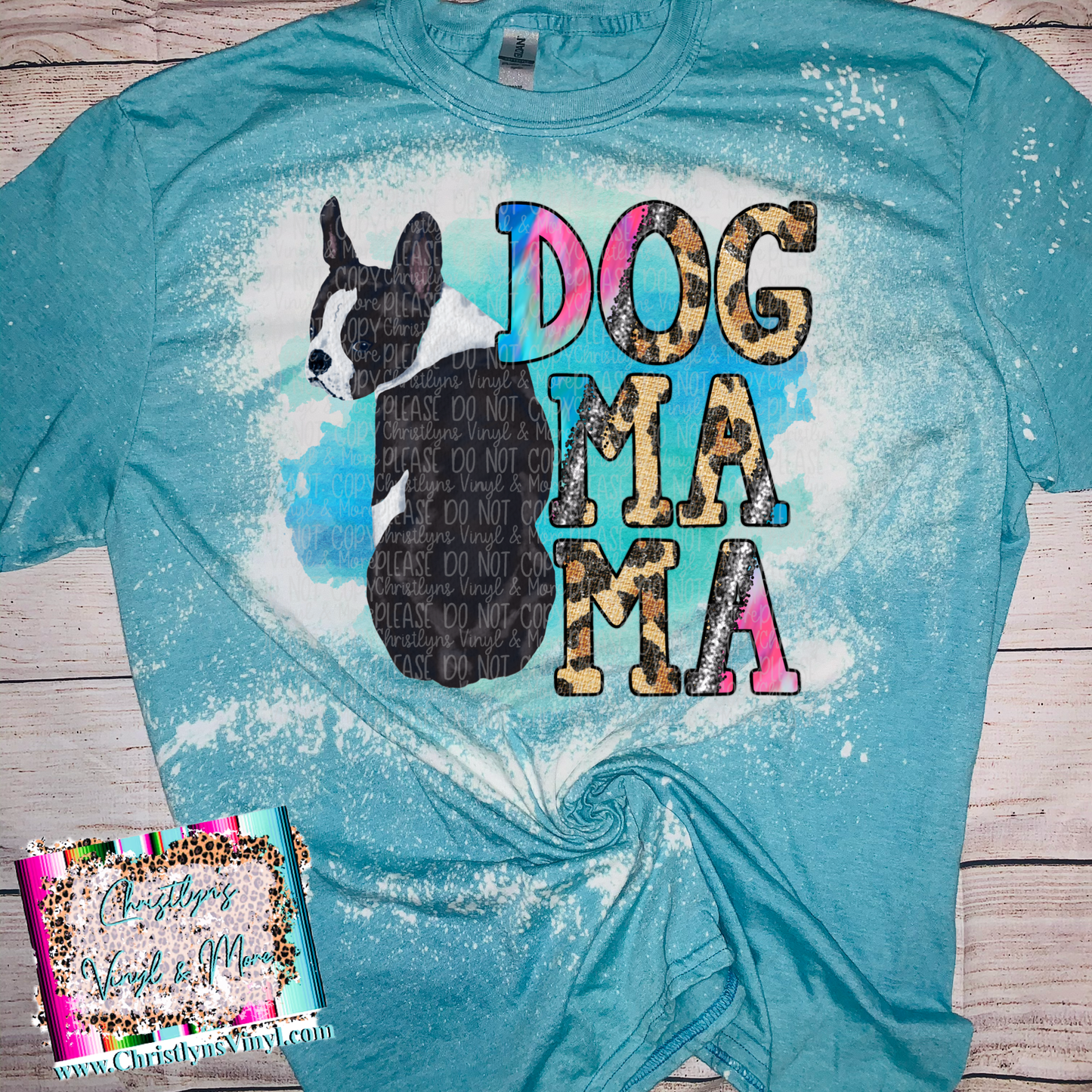 Dog Mama Ombre Cheetah Blue Sublimation Transfer