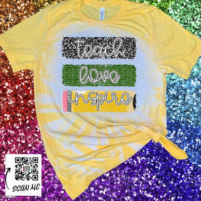 Teach Love Inspire Teacher Bleached or Solid Shirt Transfer Sublimation