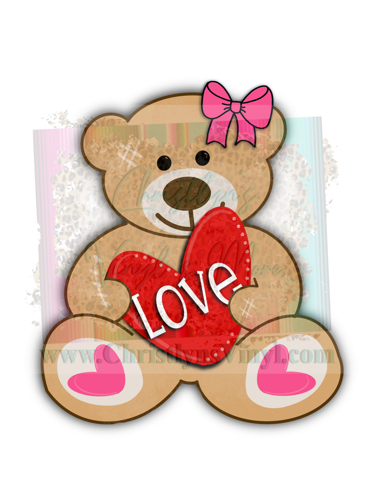 Love Teddy Bear Valentines Sublimation Transfer