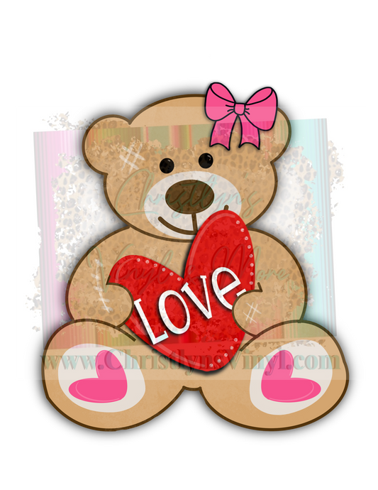 Love Teddy Bear Valentines Sublimation Transfer