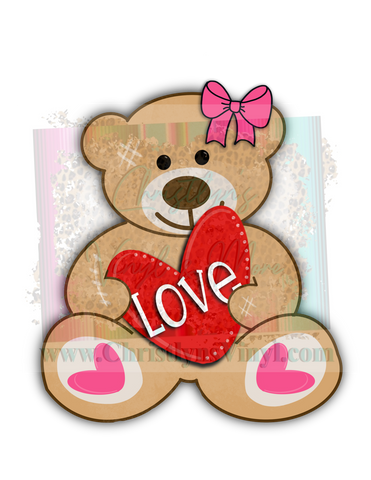 Love Teddy Bear Valentines Sublimation Transfer