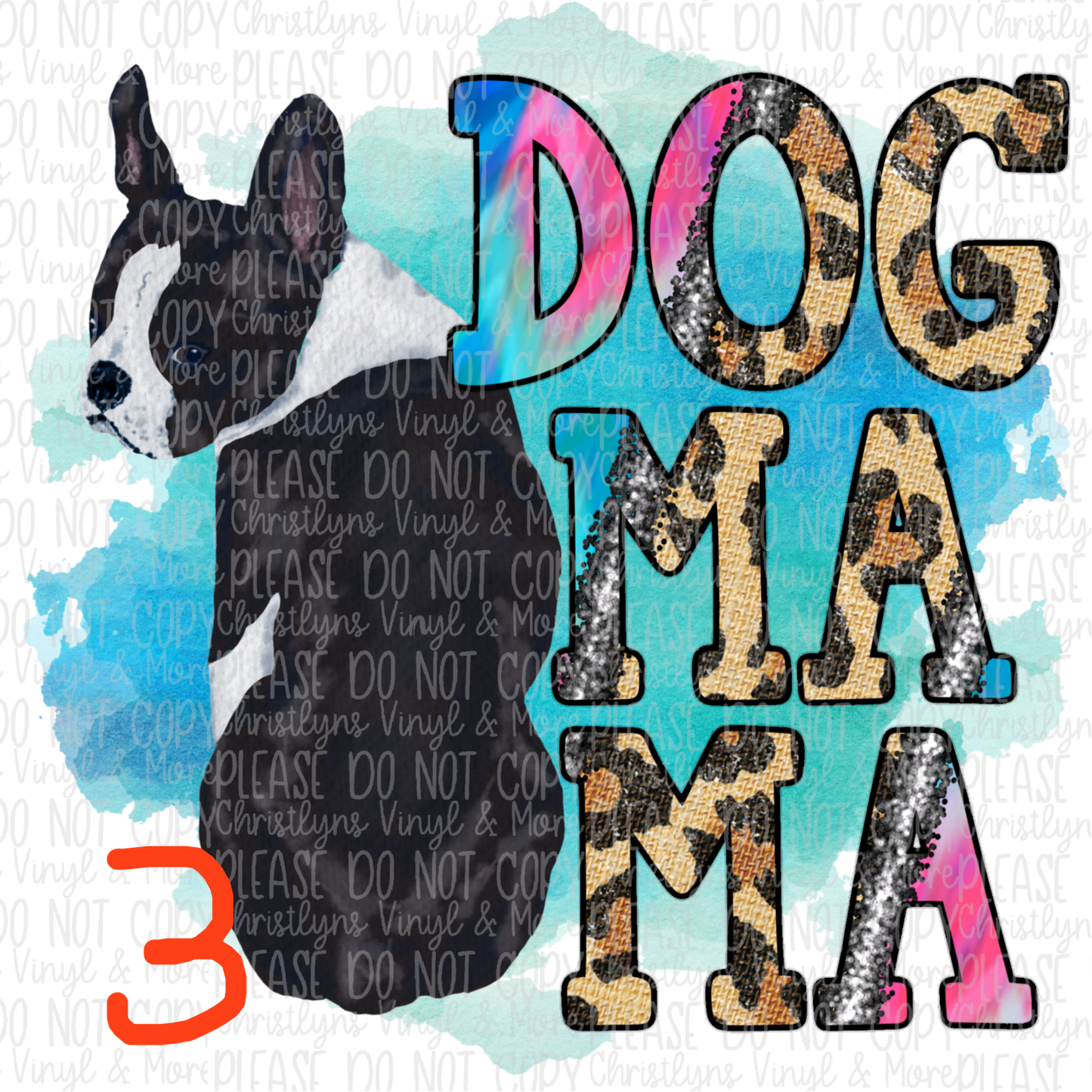 Dog Mama Ombre Cheetah Blue Sublimation Transfer