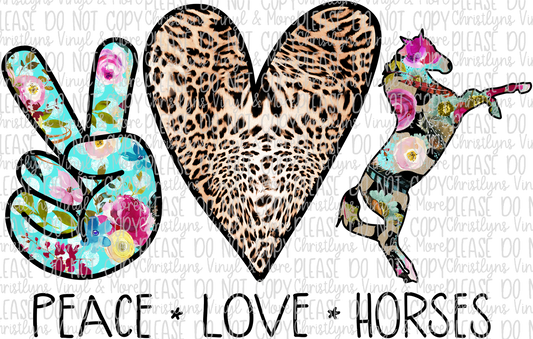 Peace Love Horses Leopard Sublimation Transfer