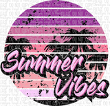 Summer Vibes Circle Palm Trees Sublimation Transfer